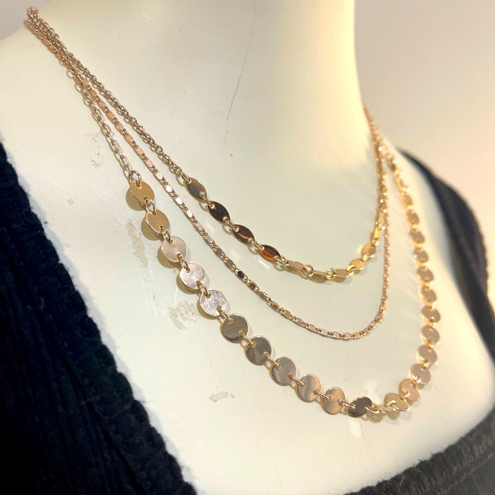 Rose gold layering linked adjustable length necklace